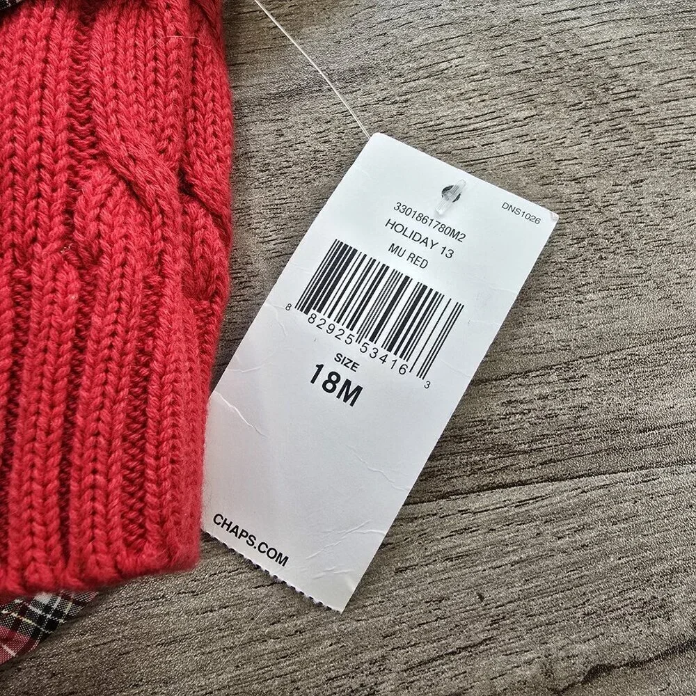 NWT Chaps Ralph Lauren Boys Size 18 Month Button Up Shirt Amd Sweater Vest Set